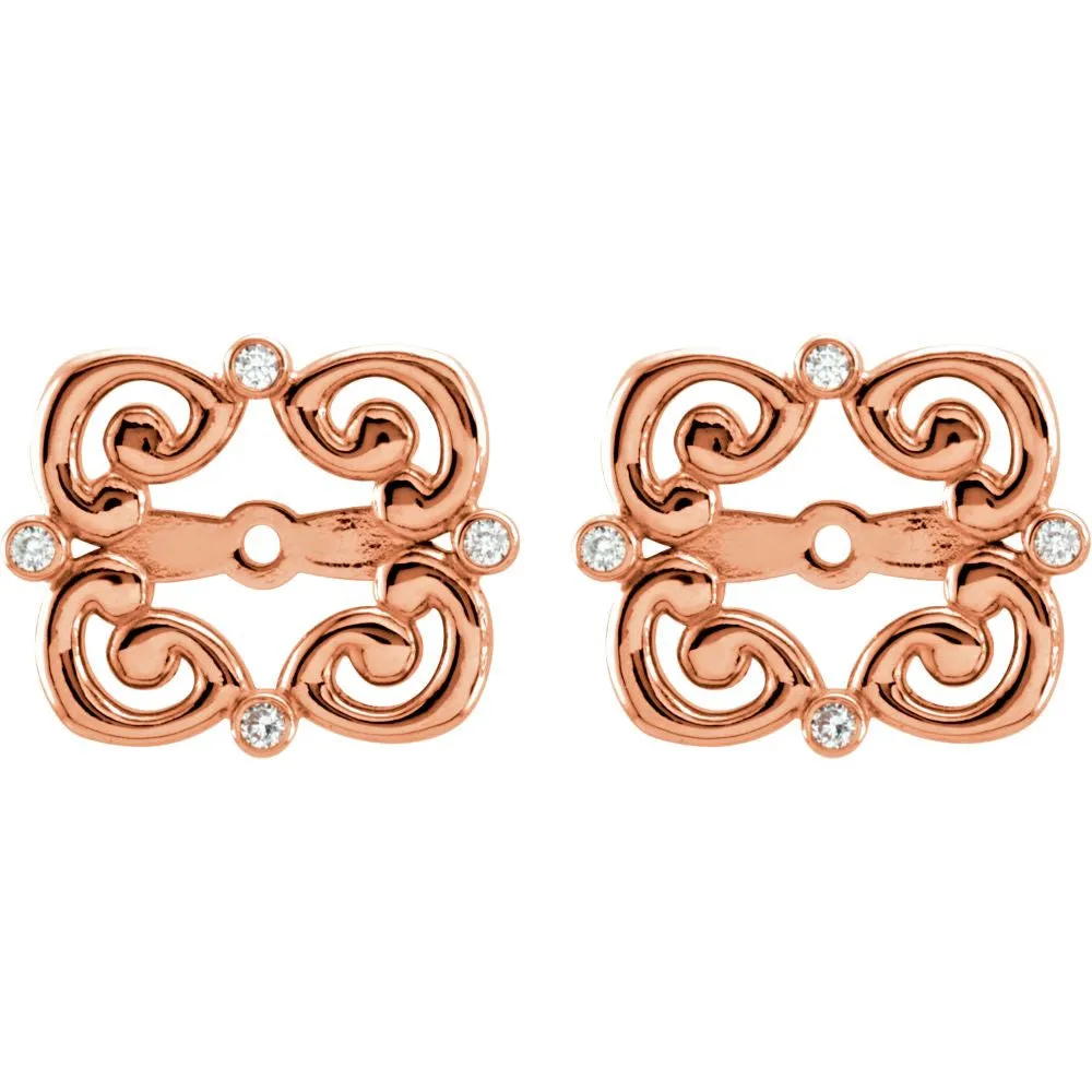 14k Rose Gold .08 CTW Diamond Earring Jackets