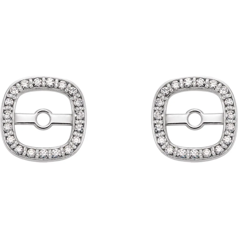 14k White Gold .08 CTW Diamond Earring Jackets