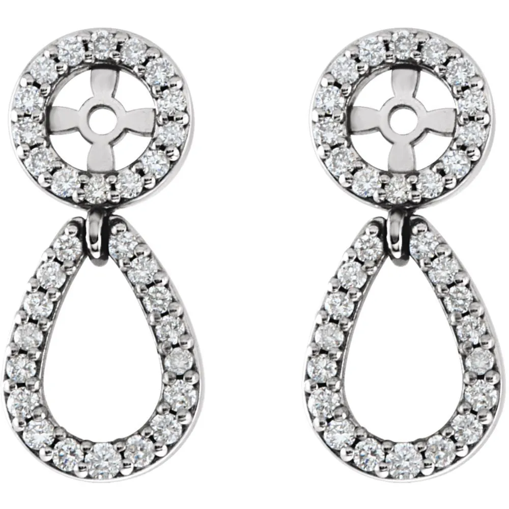 14k White Gold 1/3 CTW Diamond Earring Jackets