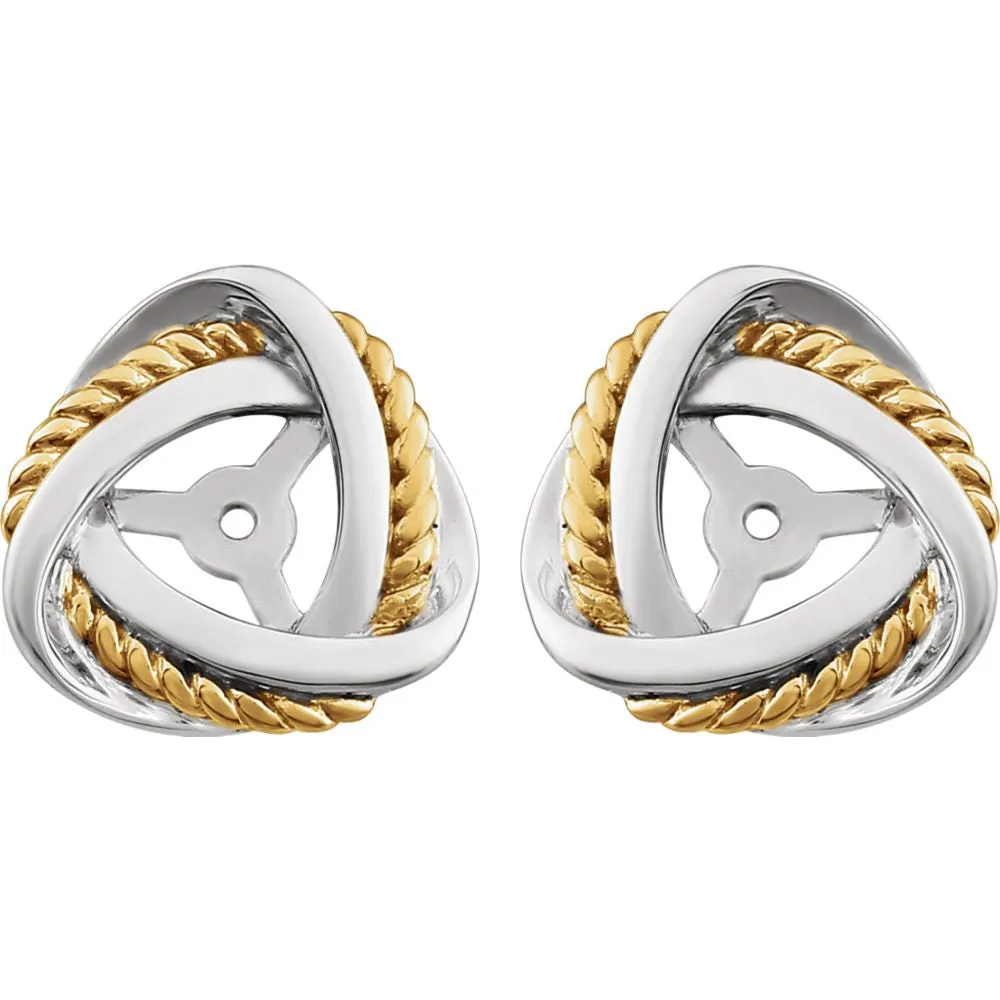 14k White Gold & 14K Yellow Gold Plated Earring Jackets