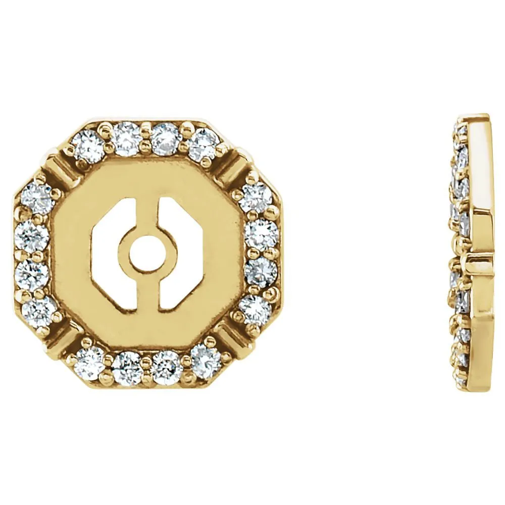 14k Yellow Gold 1/6 CTW Diamond Earring Jackets
