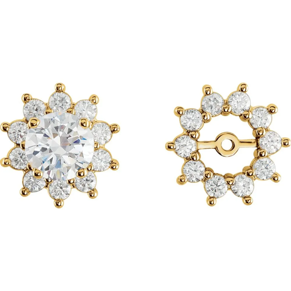 14k Yellow Gold 3/4 CTW Diamond Earring Jackets