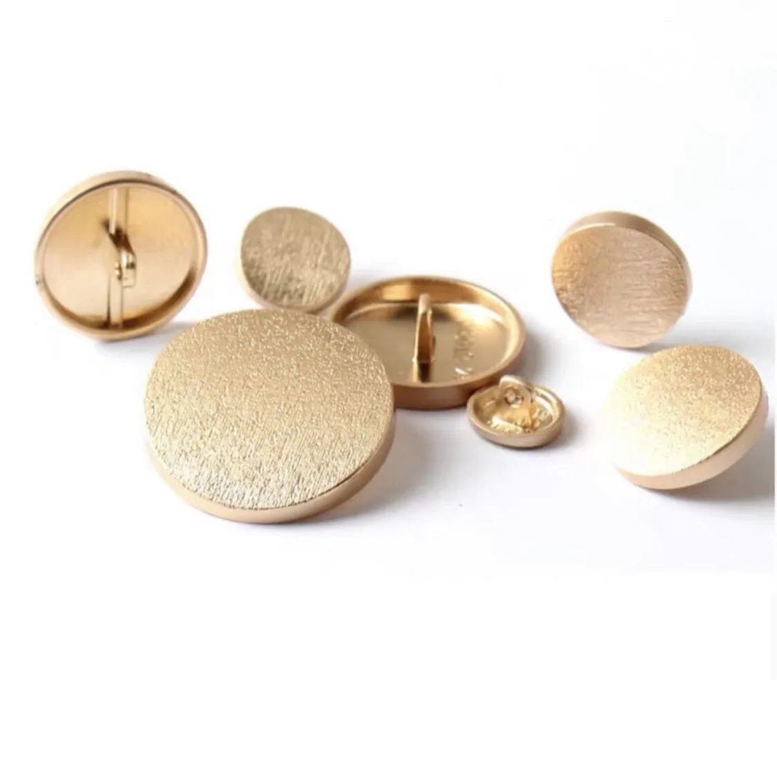15-25mm Golden Round Frosted Curved Metal Shank Buttons for Coats Jackets 20pcs