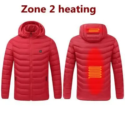 2021 NWE Men Winter Warm USB Heating Jackets Smart Thermostat Pure Color Hooded Heated Clothing Waterproof  Warm Jackets