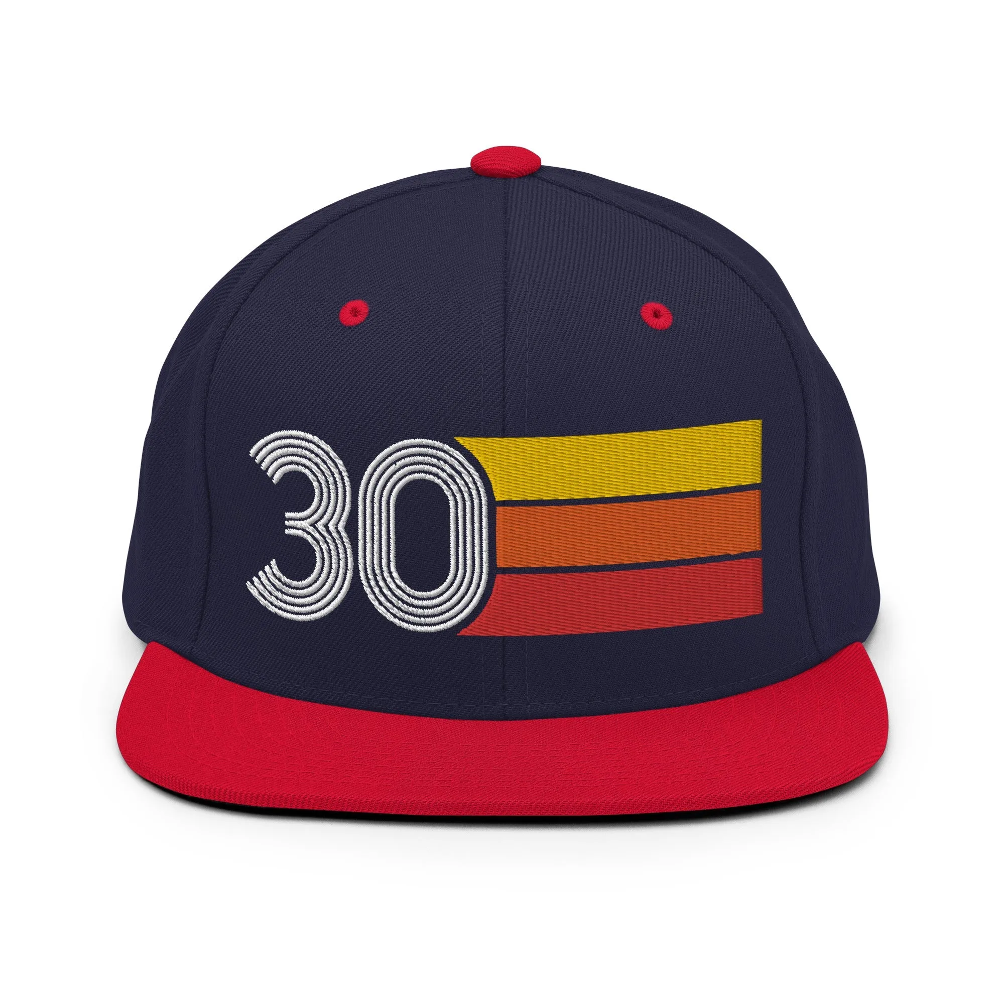 30 - Number Thirty 30th Birthday Gift Idea Flat Bill Snapback Hat for Men and Women