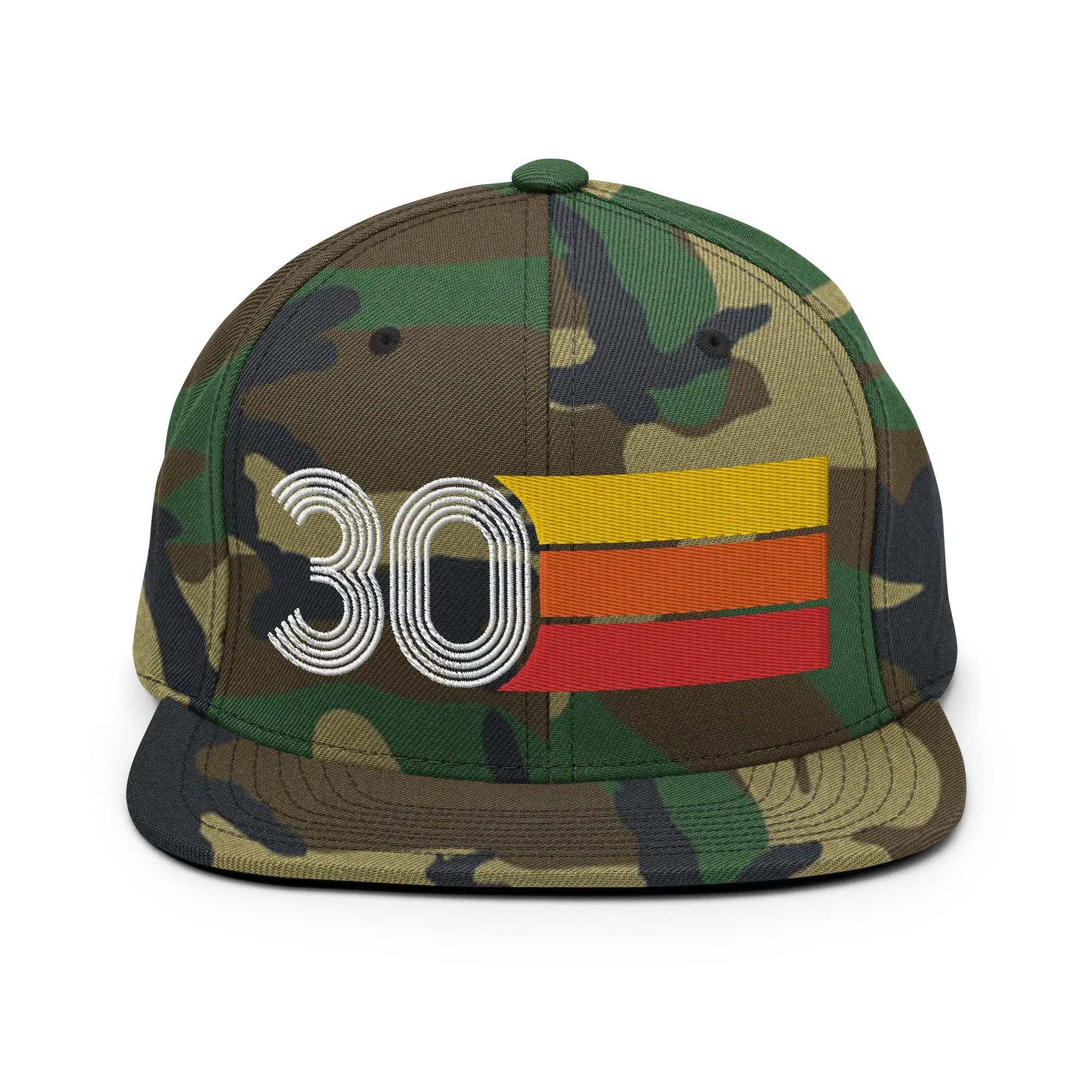 30 - Number Thirty 30th Birthday Gift Idea Flat Bill Snapback Hat for Men and Women