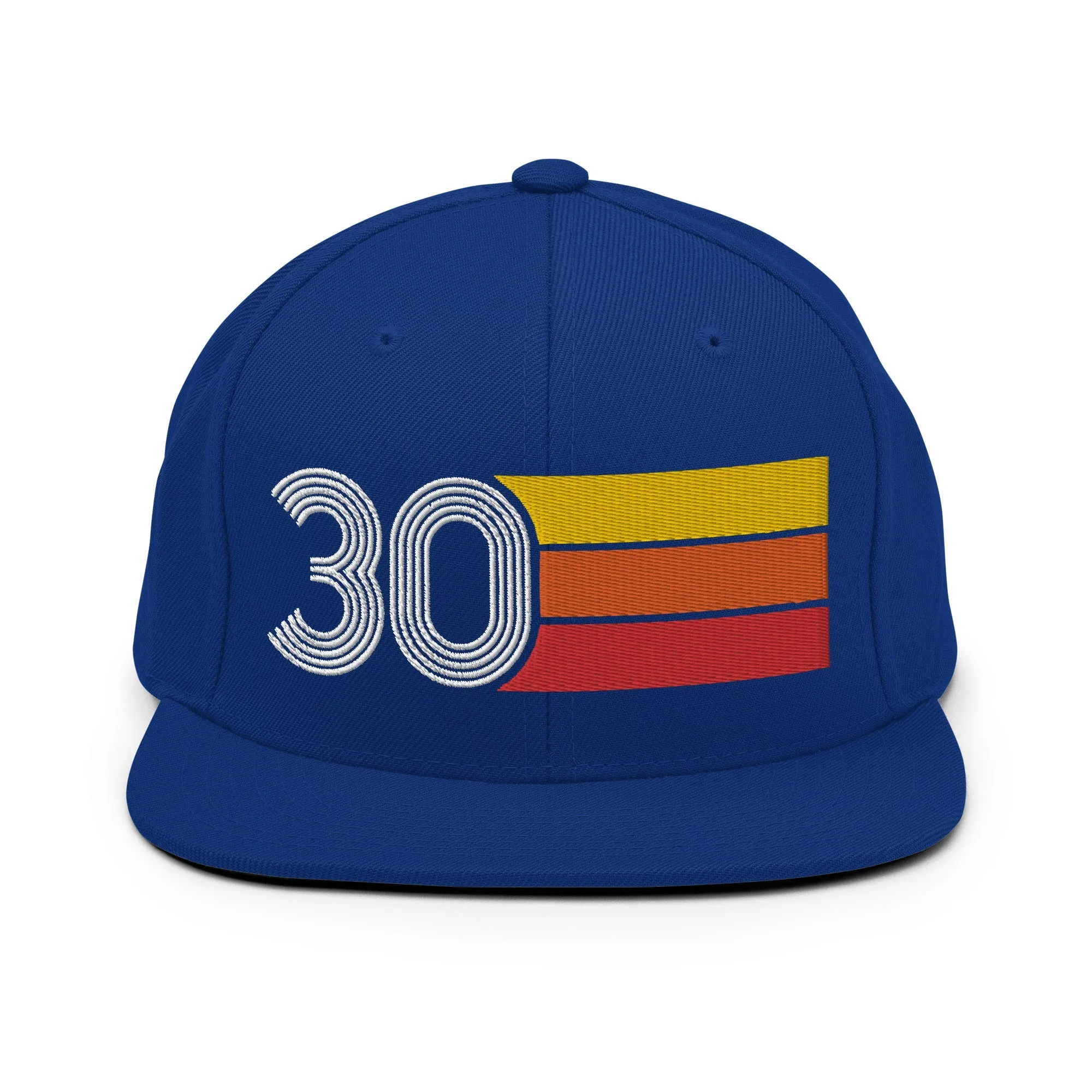 30 - Number Thirty 30th Birthday Gift Idea Flat Bill Snapback Hat for Men and Women