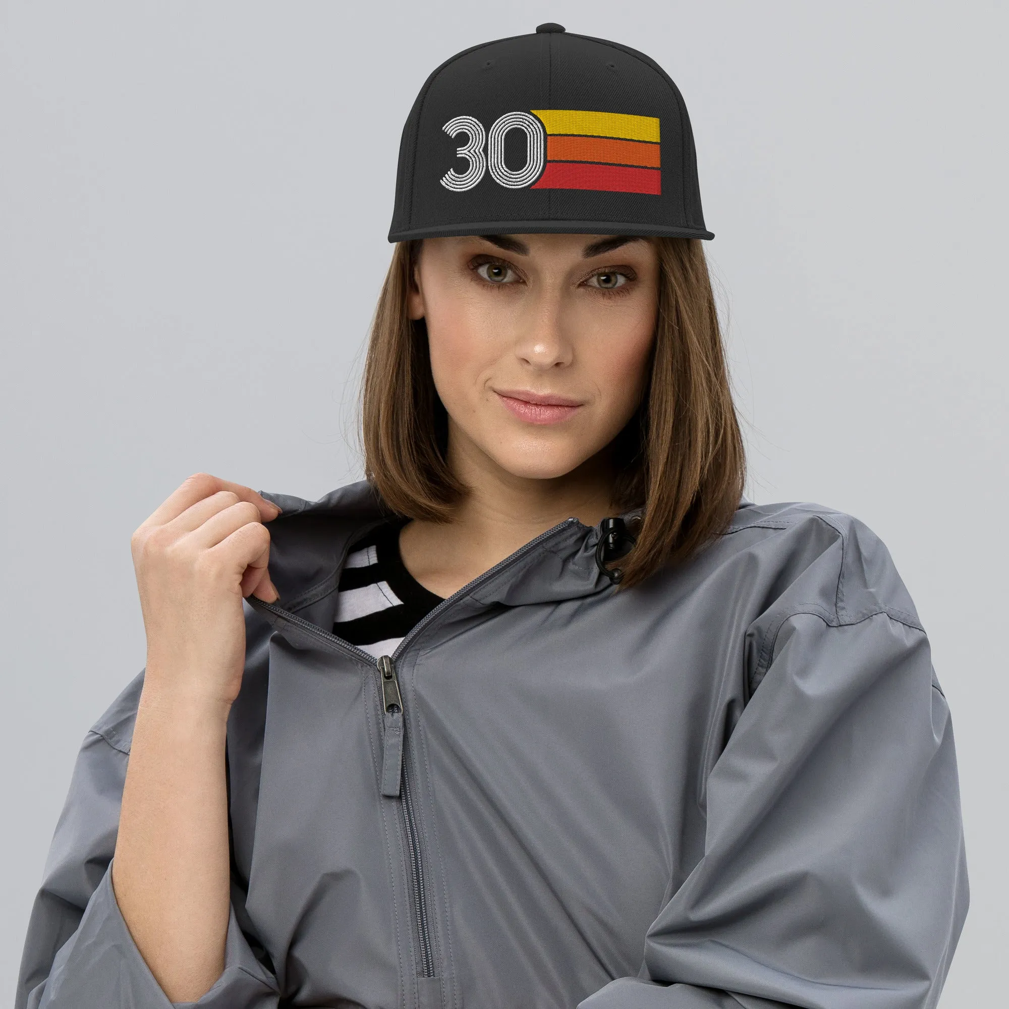 30 - Number Thirty 30th Birthday Gift Idea Flat Bill Snapback Hat for Men and Women
