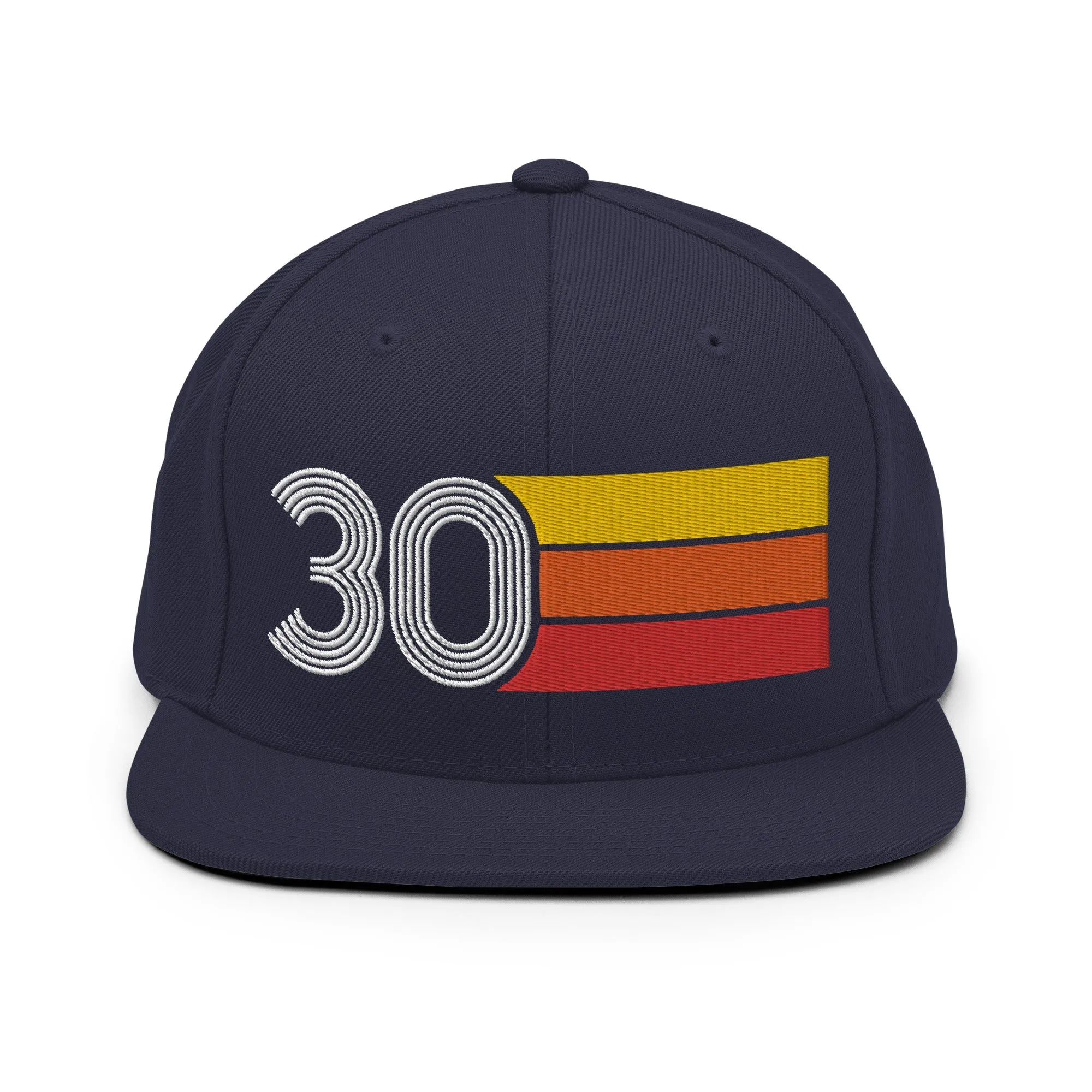 30 - Number Thirty 30th Birthday Gift Idea Flat Bill Snapback Hat for Men and Women