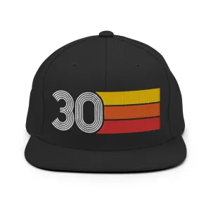 30 - Number Thirty 30th Birthday Gift Idea Flat Bill Snapback Hat for Men and Women