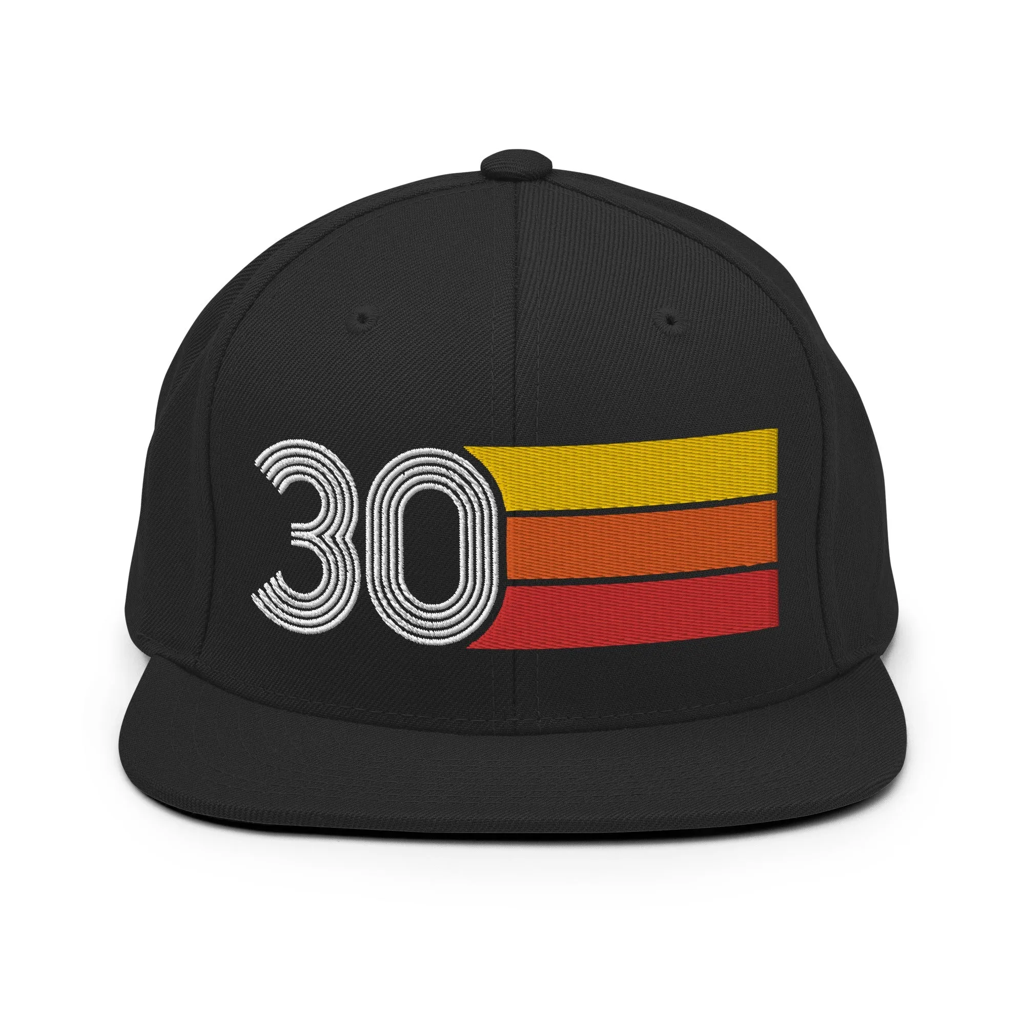 30 - Number Thirty 30th Birthday Gift Idea Flat Bill Snapback Hat for Men and Women