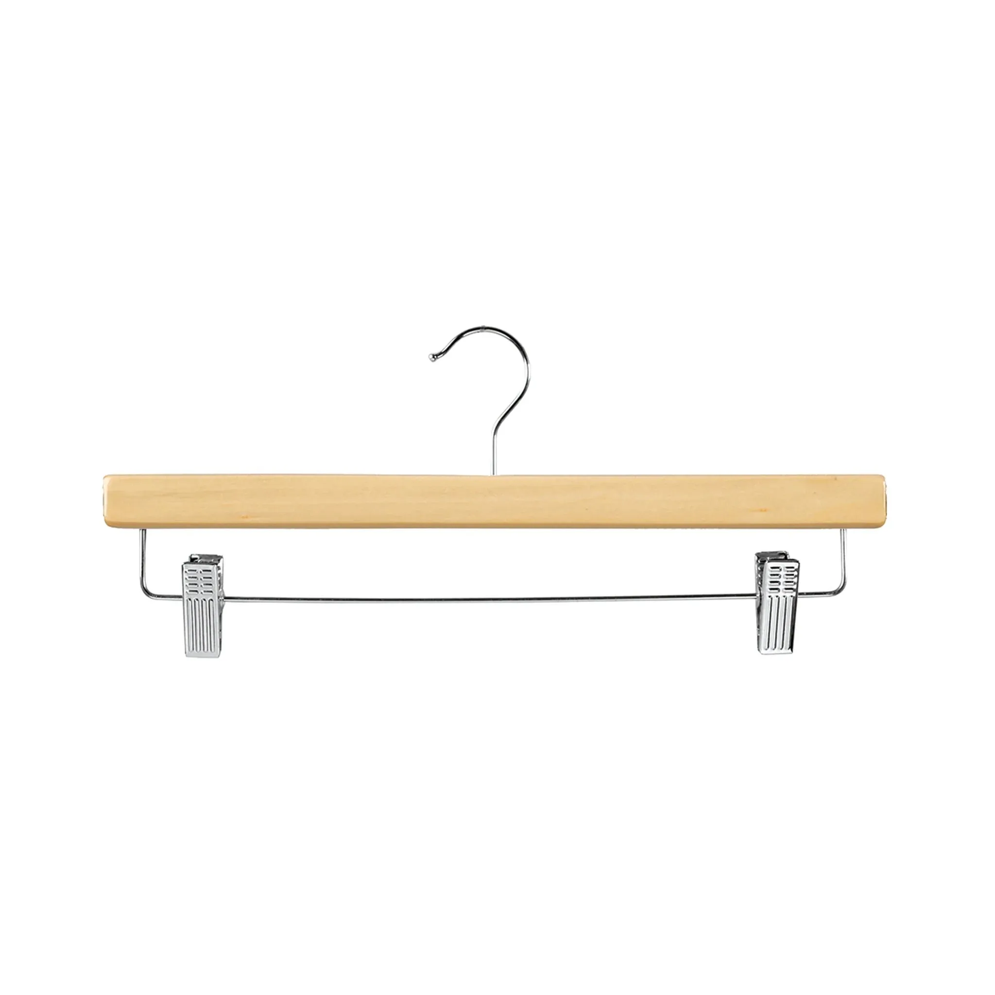35.5cm Natural Wooden Pant Hanger With Clips Sold in Bundle of 20/50/100