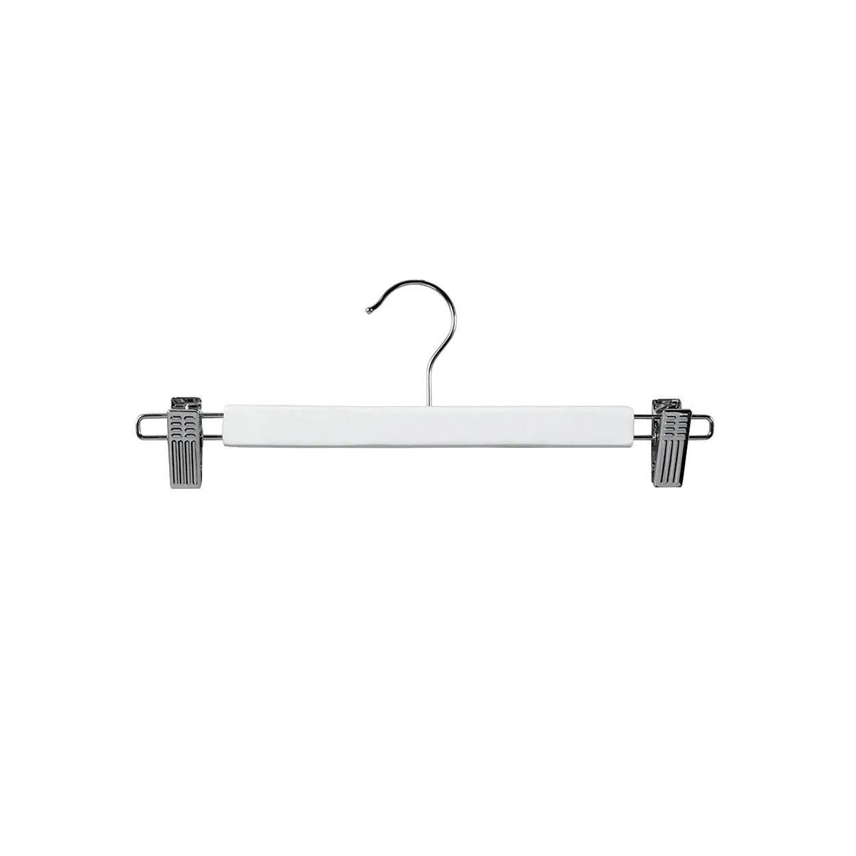35.5cm White Wooden Pant Hanger With Clips 12mm thick Sold in Bundle of 20/50/100