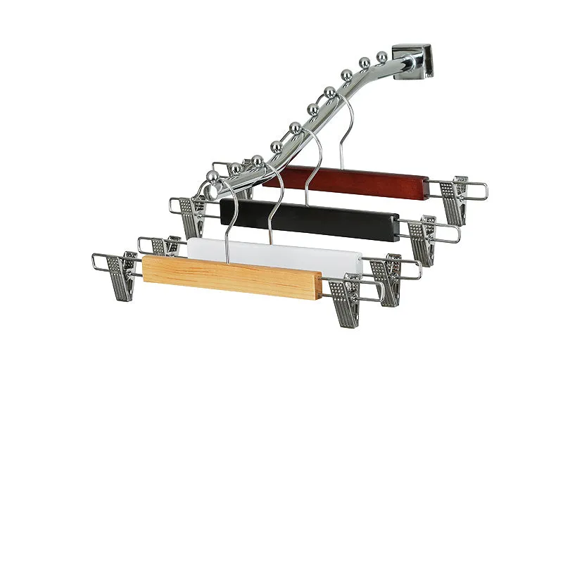 35.5cm White Wooden Pant Hanger With Clips 12mm thick Sold in Bundle of 20/50/100
