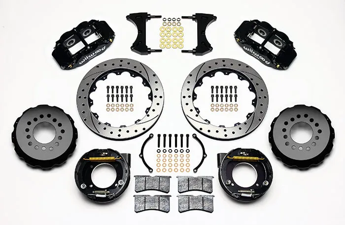 63-70 CHEVY C10 FULL DISC BRAKE KIT & RIDETECH SPINDLES,14"/13" DRILLED,BLACK