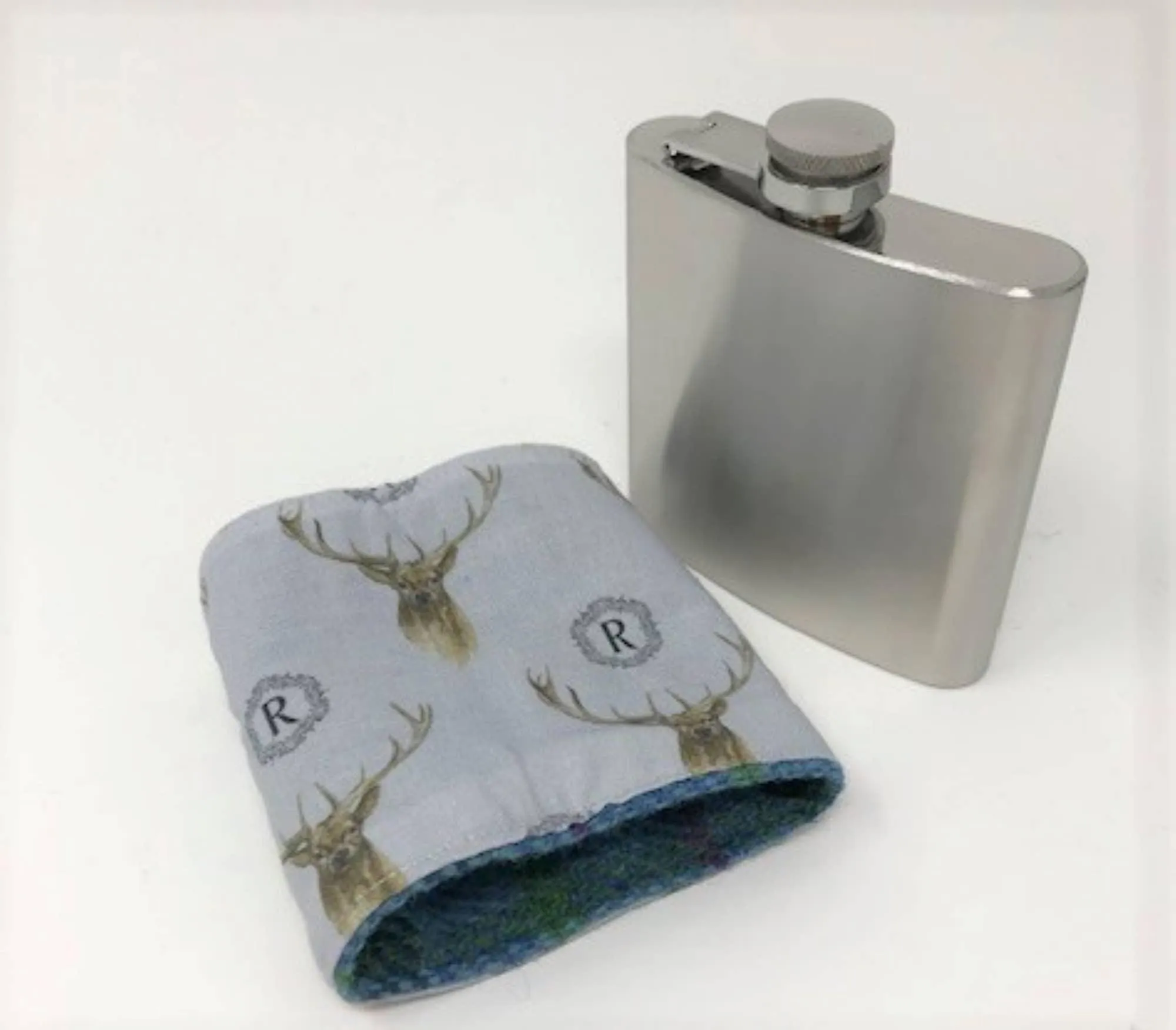 6oz Harris Tweed Hip Flask - Autumn Colours  - By Created By The Ridleys