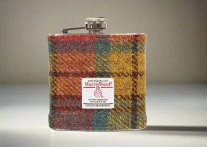 6oz Harris Tweed Hip Flask - Autumn Colours  - By Created By The Ridleys