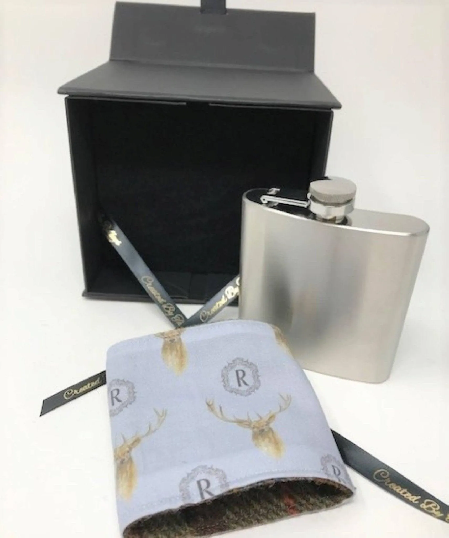 6oz Harris Tweed Hip Flask - Autumn Colours  - By Created By The Ridleys