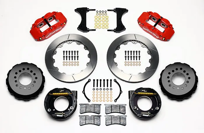 71-72 CHEVY C10 FULL DISC BRAKE KIT & RIDETECH SPINDLES,14"/13" ROTORS,RED CALIP