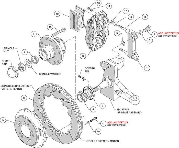 73-87 CHEVY C10 FRONT DISC BRAKE KIT & RIDETECH SPINDLES,14" ROTORS,BLACK CALIP.