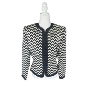 Adrianna Papell 100% silk Black and White Geometric Jacket- Size 8 roughly