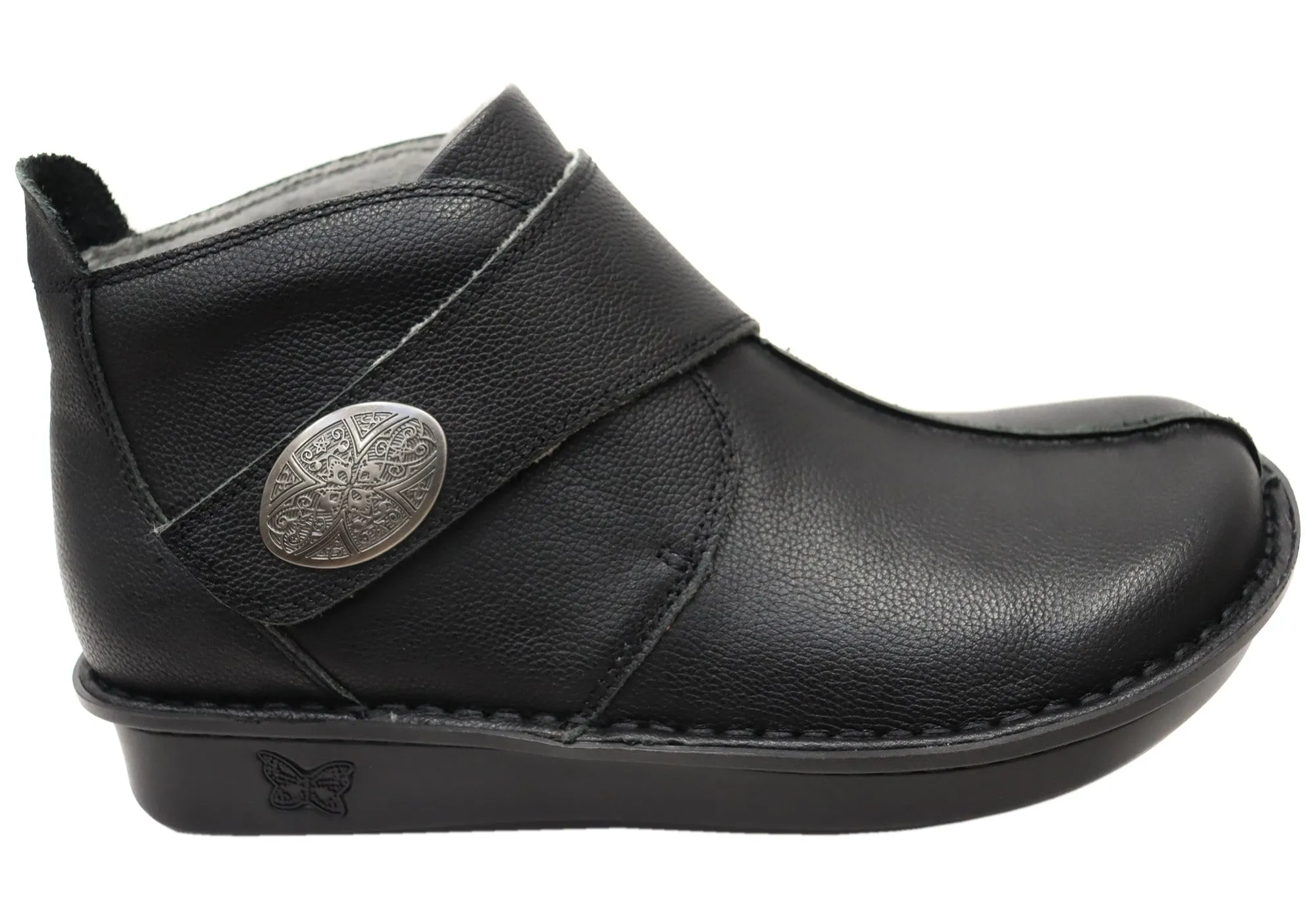 Alegria Caiti Womens Leather Ankle Boots With Adjustable Strap