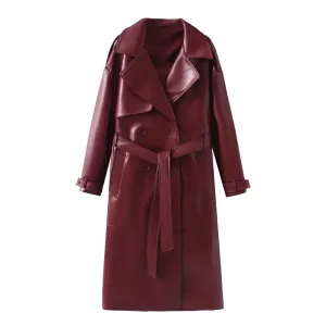 Alessia Faux Leather Trench Coat