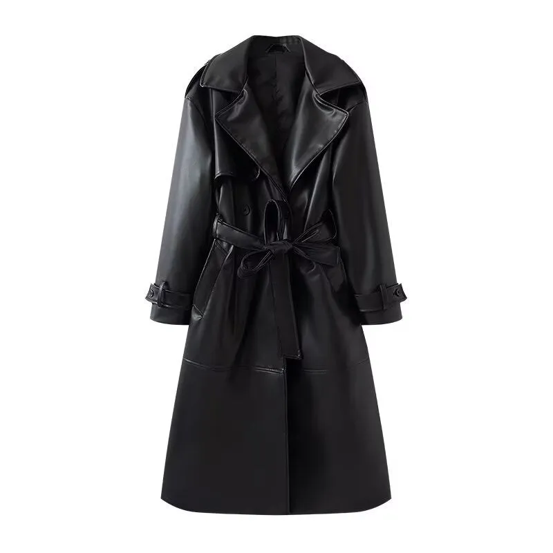 Alessia Faux Leather Trench Coat