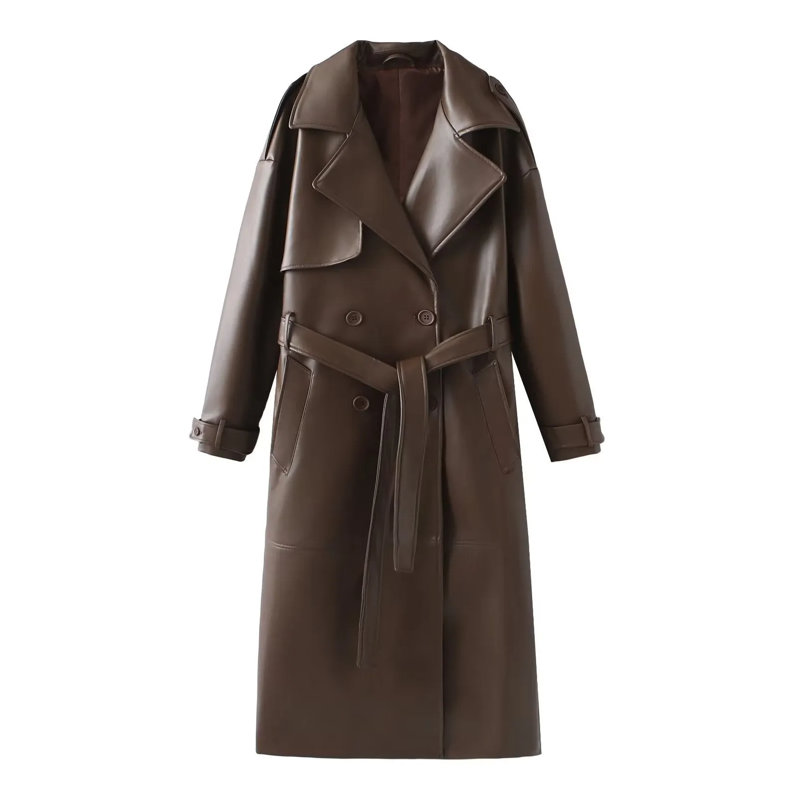 Alessia Faux Leather Trench Coat