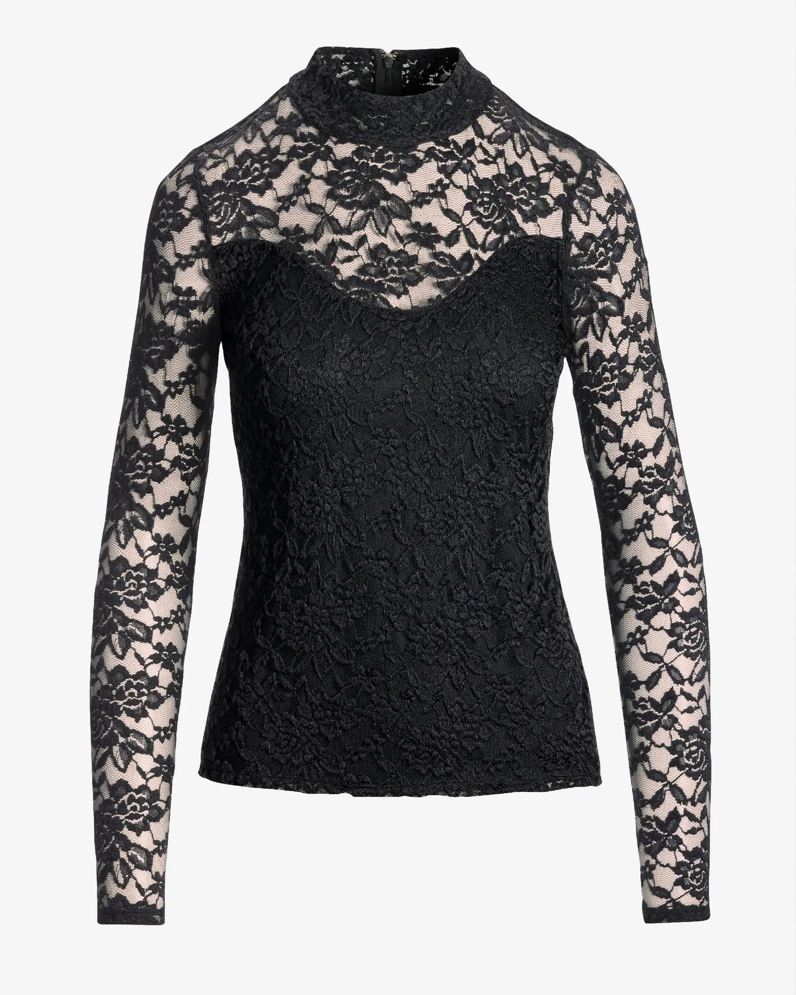 All Over Lace Mock Neck Top Proper Black