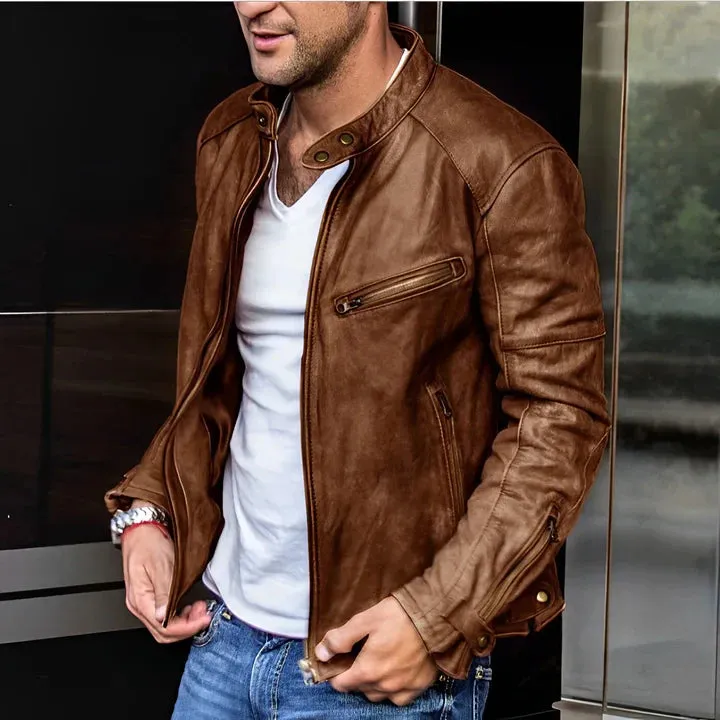 All-season leather jacket, elegant style