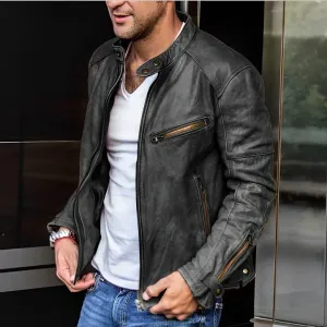 All-season leather jacket, elegant style