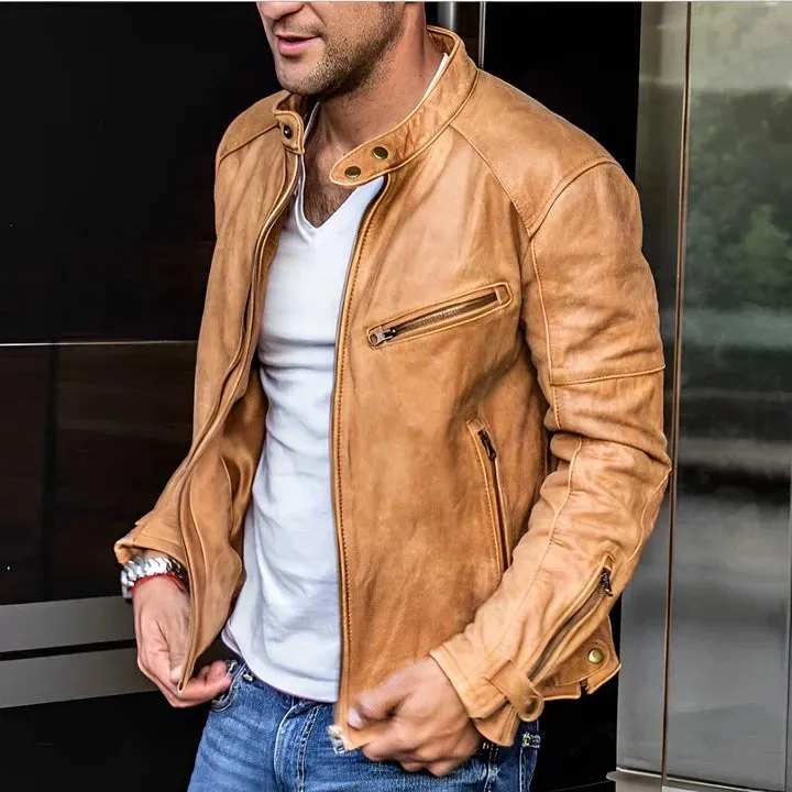 All-season leather jacket, elegant style