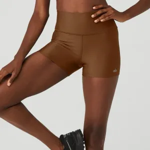 Alo 3&quot; High-Waist Airlift Short - Cinnamon Brown (Size Medium)