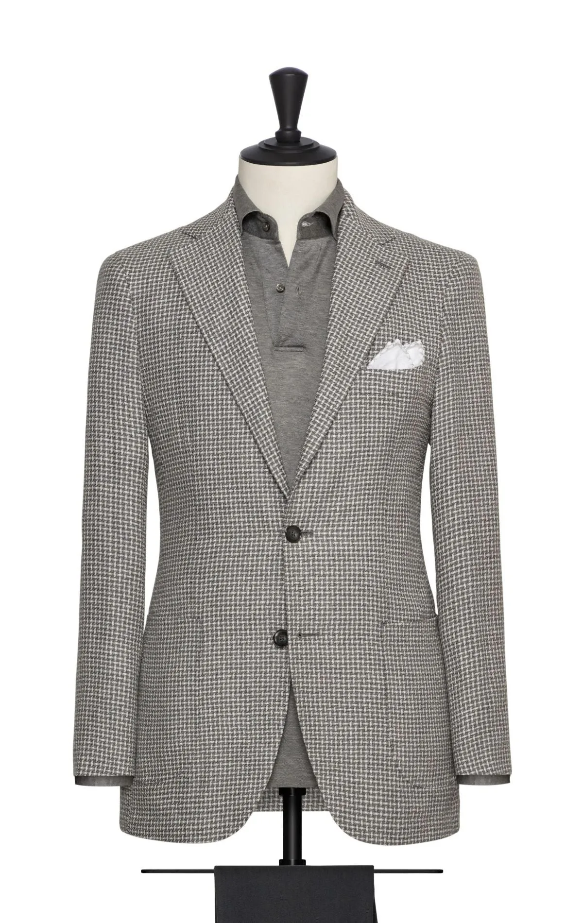 Angelico Mid Grey Wool & Linen with White Modern Check