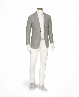 Angelico Mid Grey Wool & Linen with White Modern Check