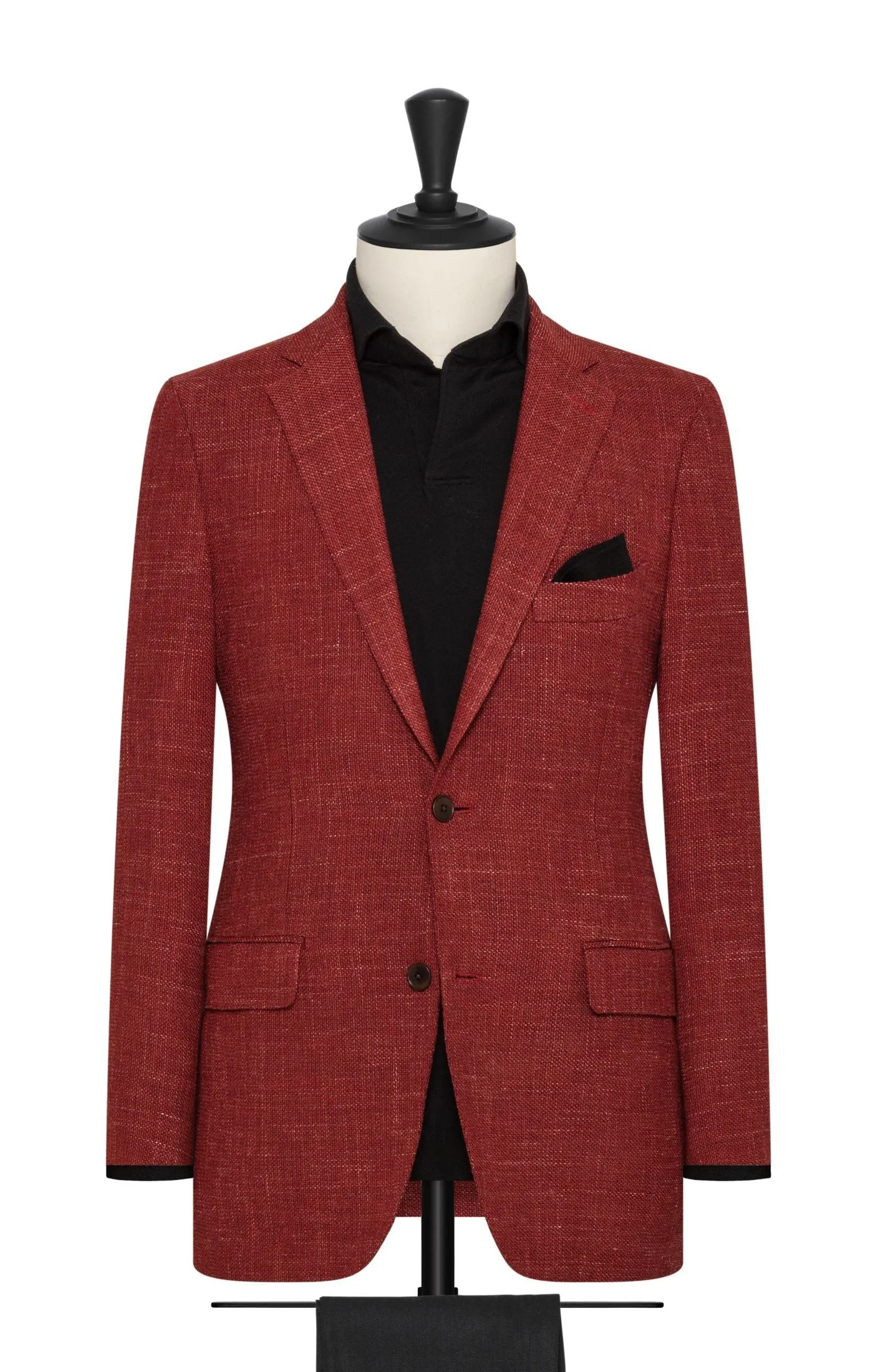 Angelico Rust Red Wool & Linen Blend Mesh Hopsack