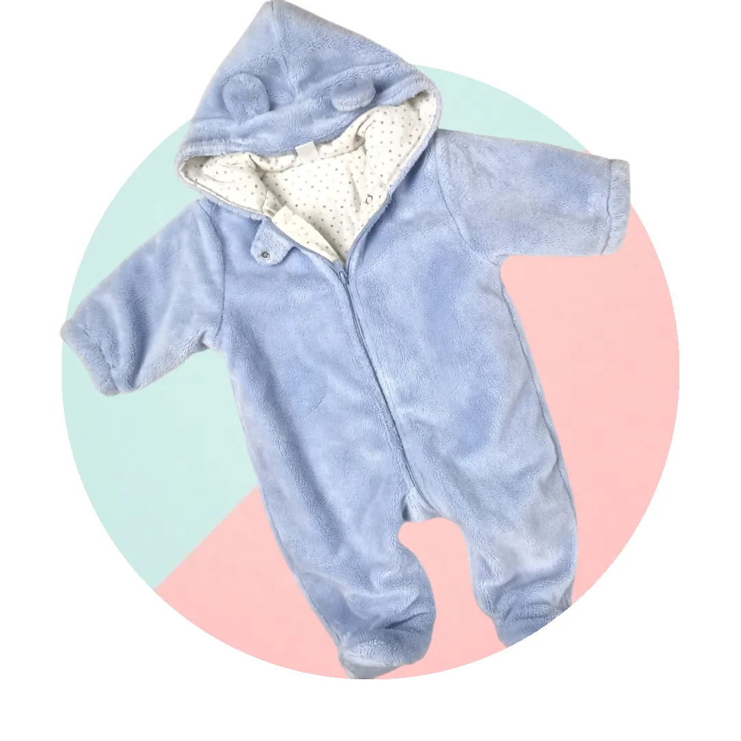 BABY BOY SIZE 6/9 MONTHS - CHILDREN'S PLACE, Soft Plush, Bunting Snowsuit EUC B27