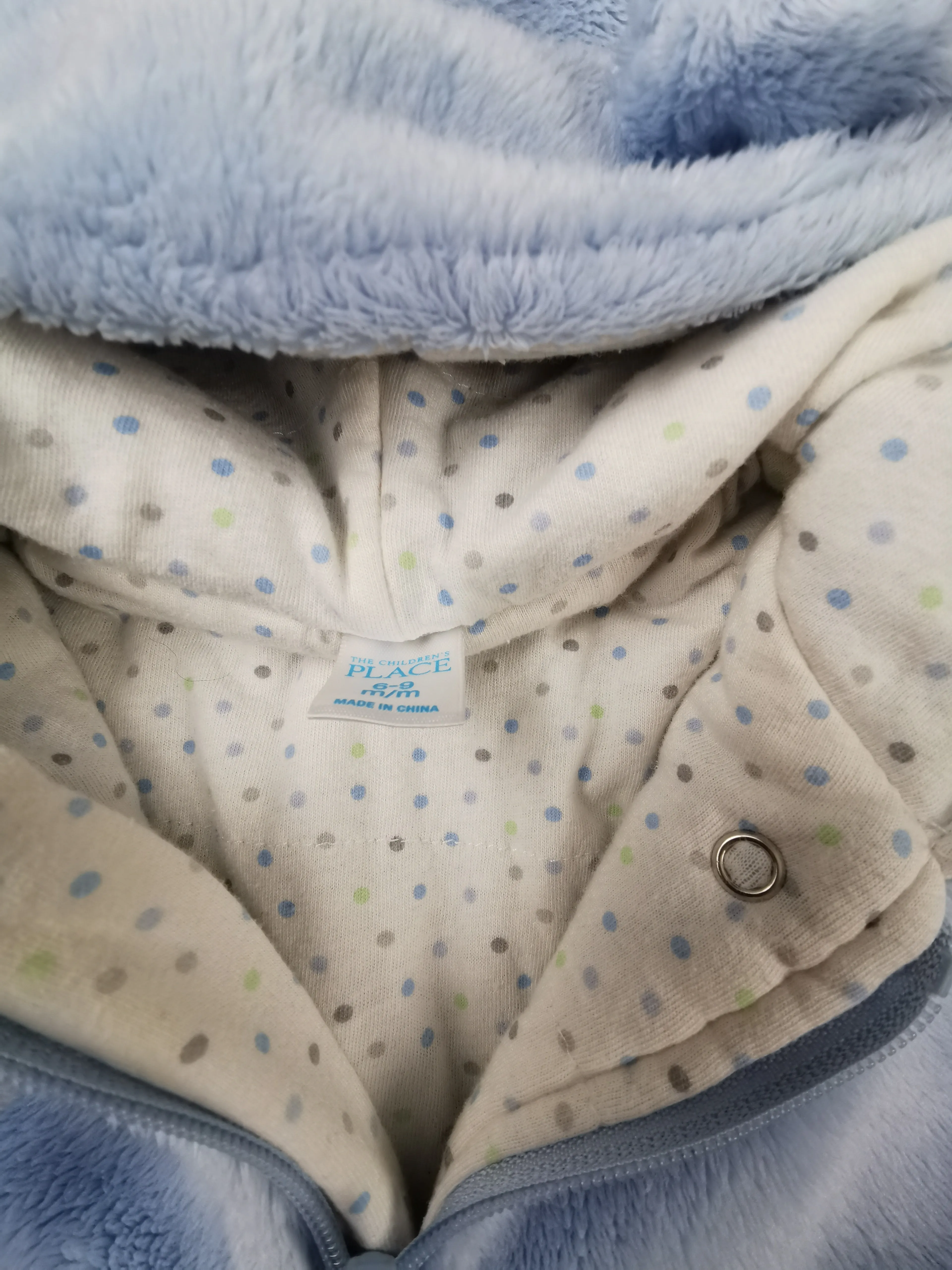 BABY BOY SIZE 6/9 MONTHS - CHILDREN'S PLACE, Soft Plush, Bunting Snowsuit EUC B27
