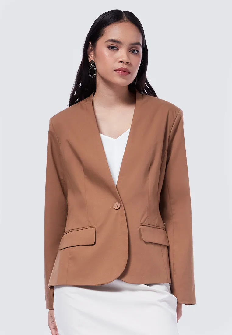Basic Regular No Lapel Blazer