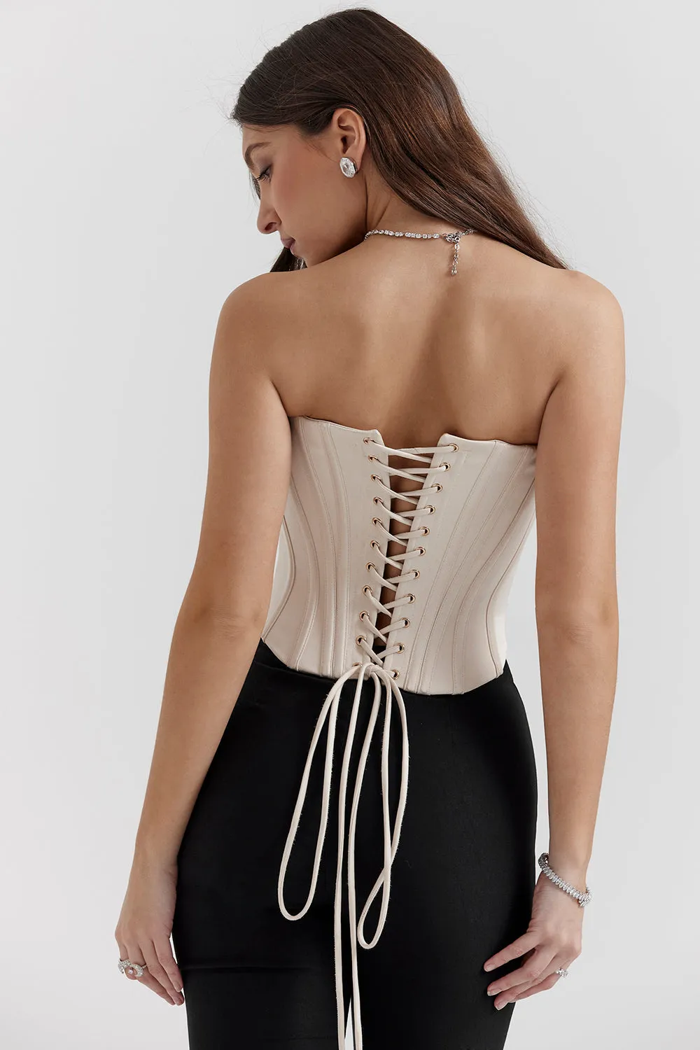 Beatrice Corset Top | Women’s Structured Corset with Lace Back Detail for Elegant Styling