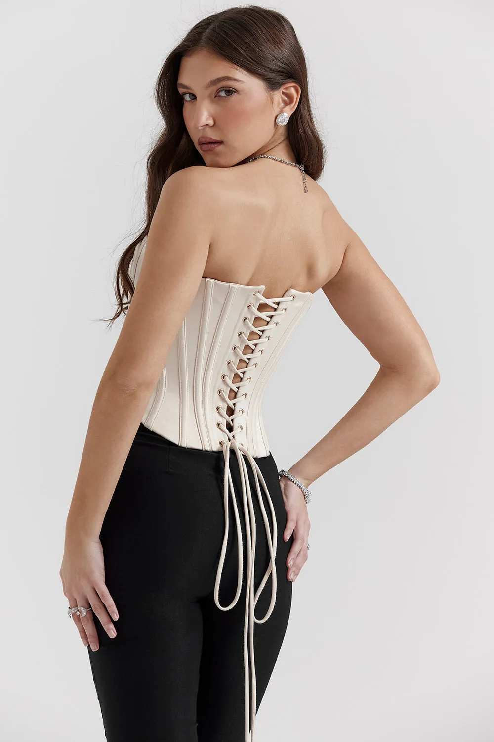 Beatrice Corset Top | Women’s Structured Corset with Lace Back Detail for Elegant Styling