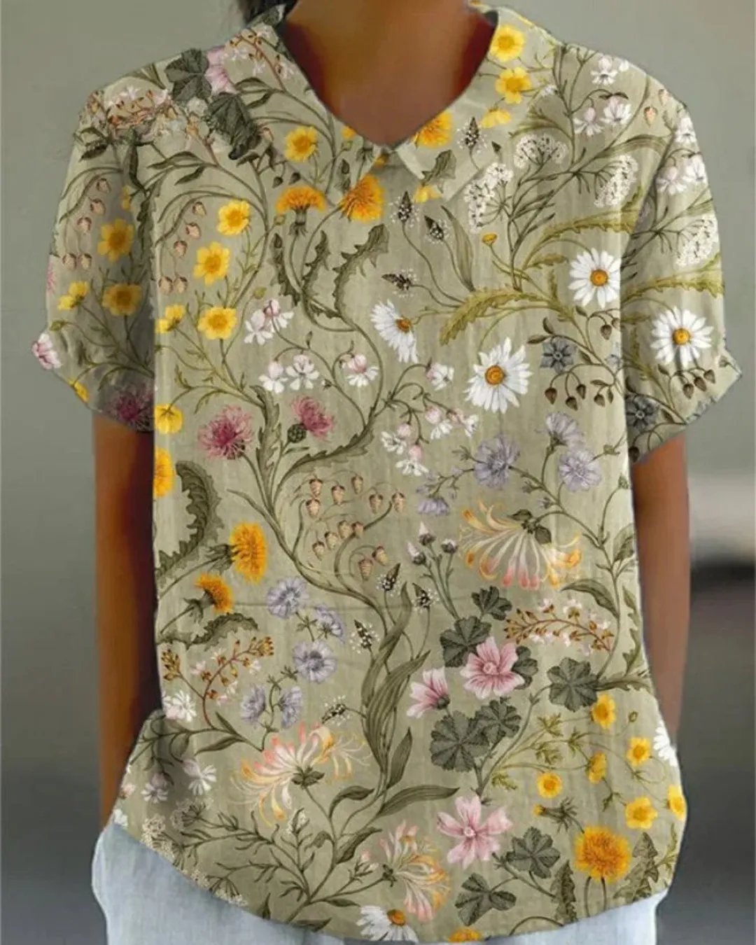 Beau | Retro Floral Cotton-Linen Shirt
