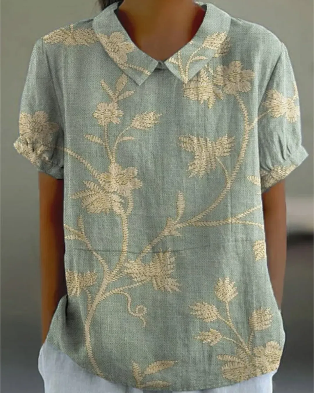 Beau | Retro Floral Cotton-Linen Shirt