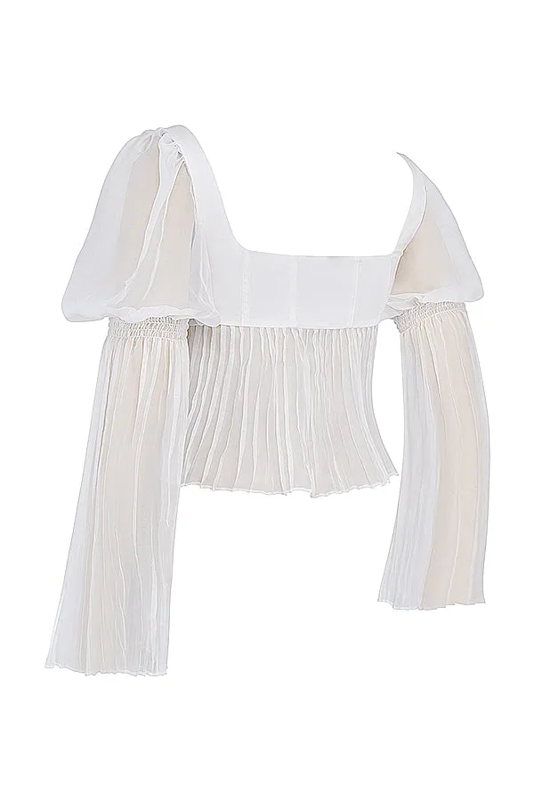 Becca Ruched Top | Women’s White Fitted Top with Soft Ruching and Minimalist Style