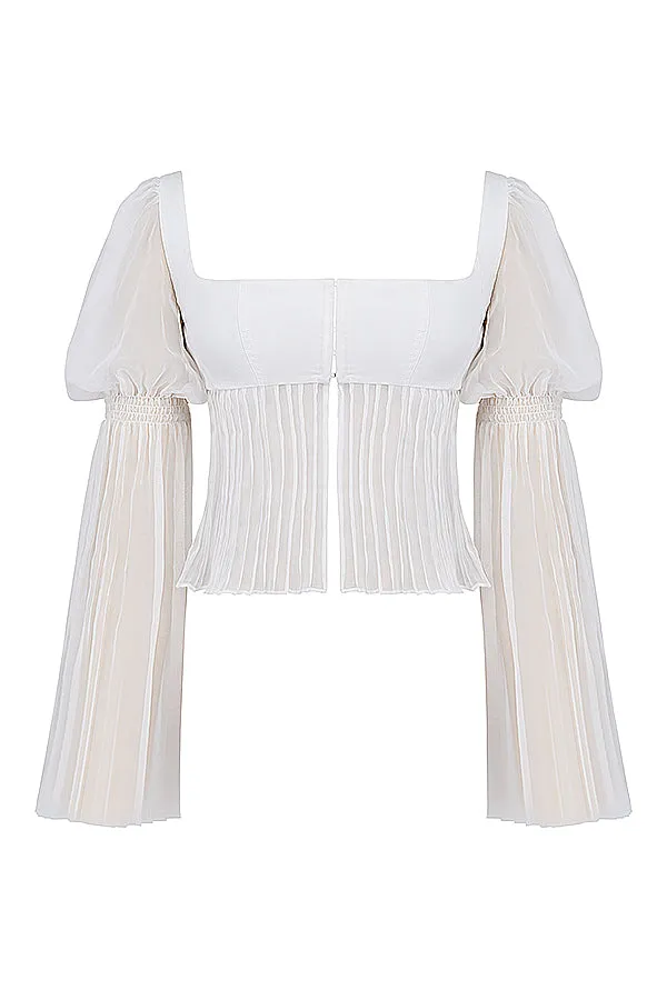 Becca Ruched Top | Women’s White Fitted Top with Soft Ruching and Minimalist Style
