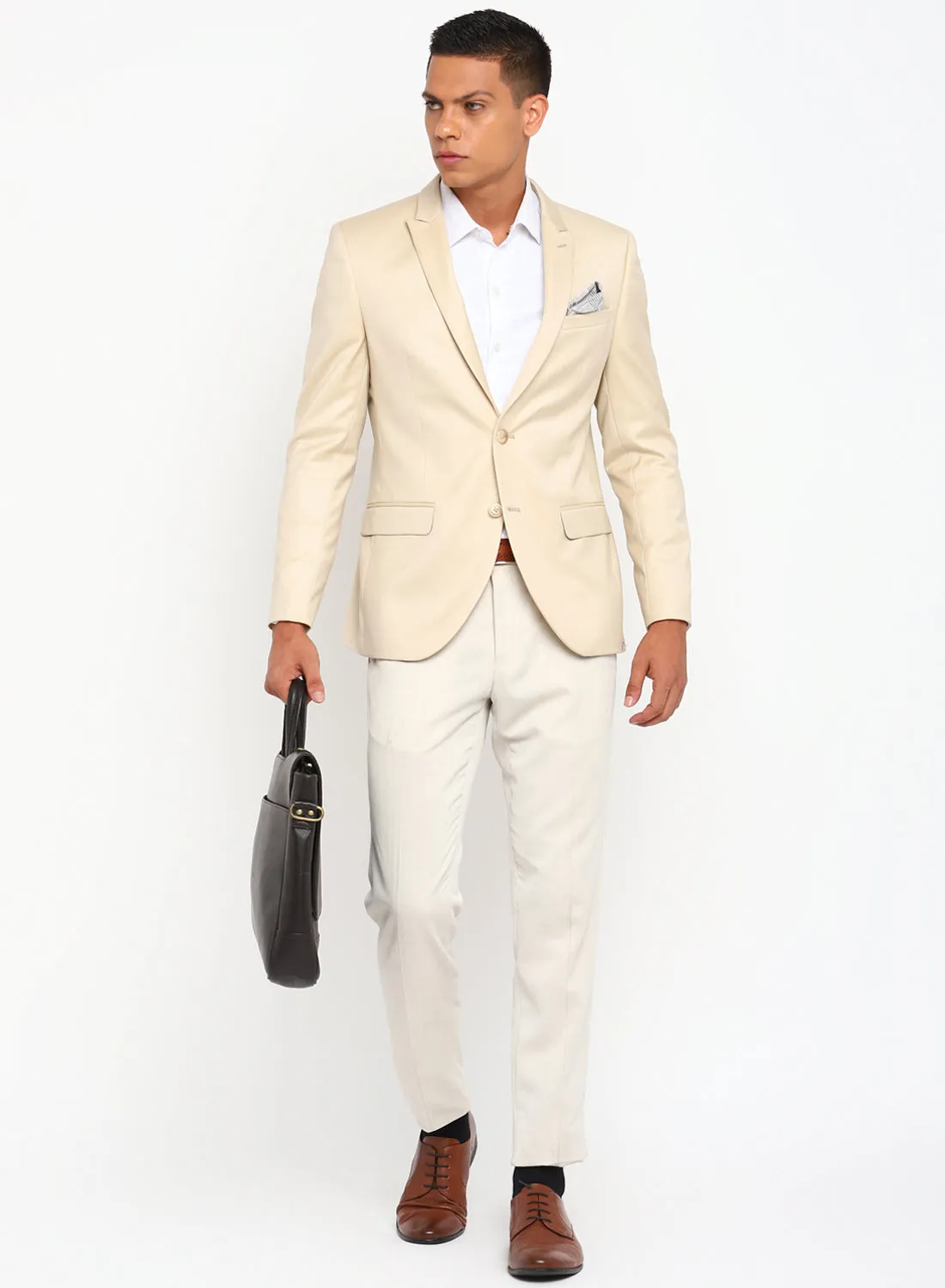 Beige Birds Eye Peak Color Formal Jacket