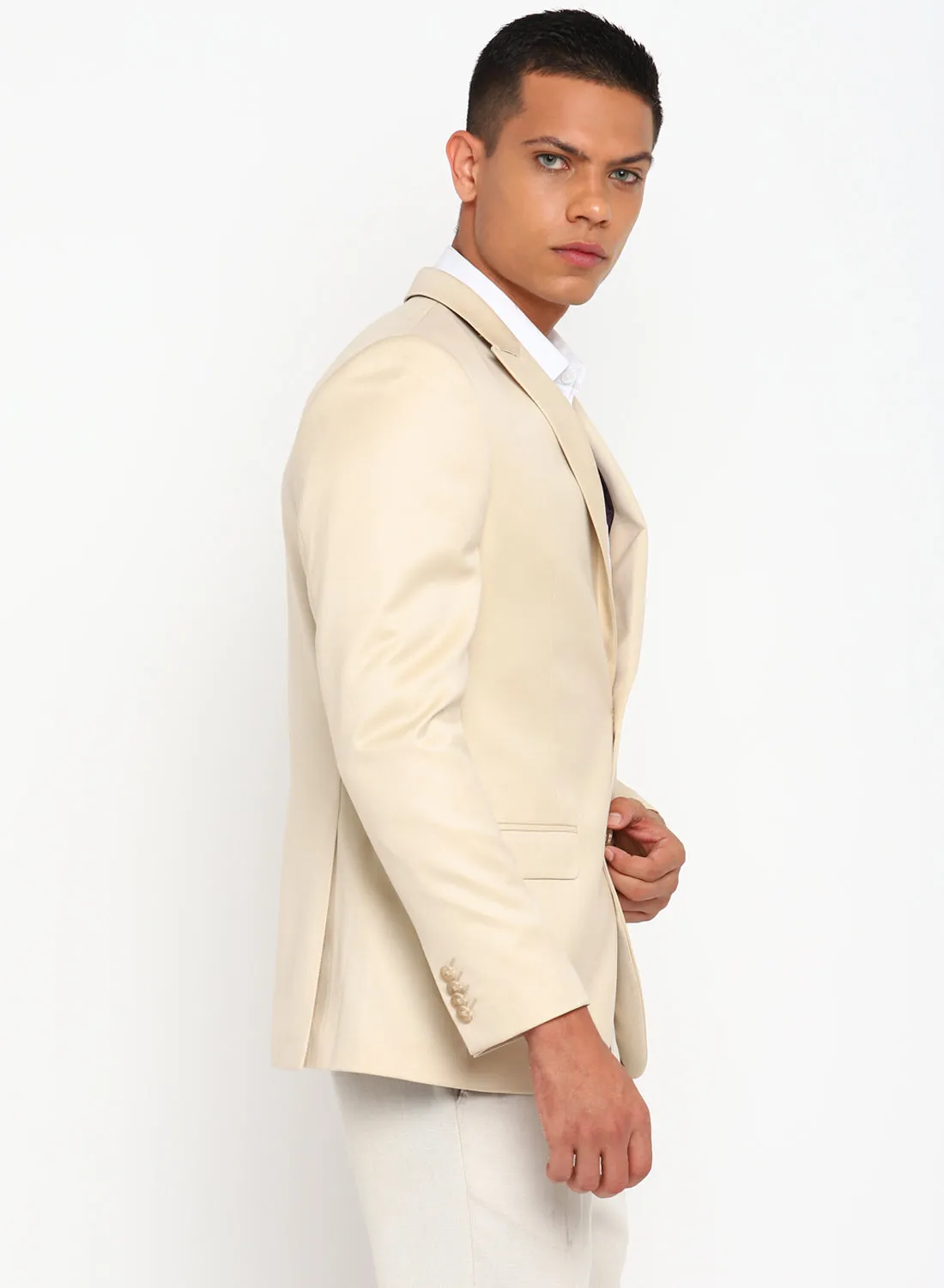 Beige Birds Eye Peak Color Formal Jacket