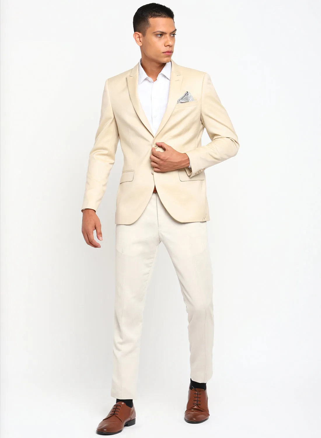 Beige Birds Eye Peak Color Formal Jacket