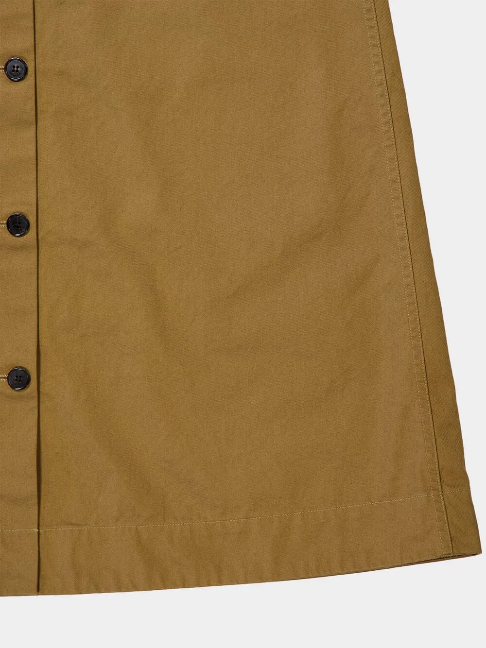 Beige Foncé Cotton Serge Midi Skirt